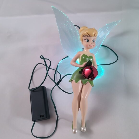 Disney Tinkerbell Fibre Optic Tree Topper Light Red Bell Fairy READ Wings Green - Picture 1 of 16